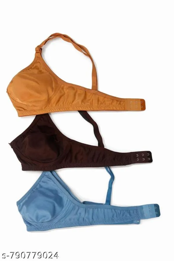Pack_Of_3_Mustard_And_Brown_And_Blue_Cotton_Blend_Non_Padded_Full_Coverage_Everyday_Bra_For_Women_|