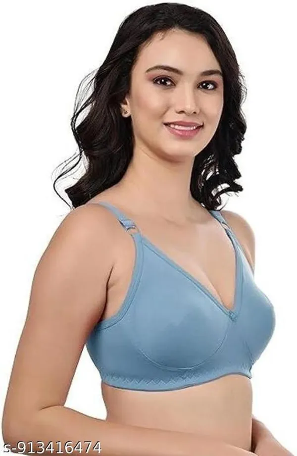 Pack_Of_3_Pink_And_Green_And_Blue_Cotton_Blend_Light_Padded_Bra_For_Women_|