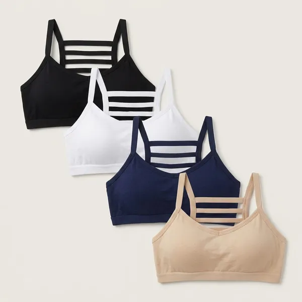 Pack_Of_4_Multicolor_Cotton_Blend_Light_Padded_Bra_For_Women_|