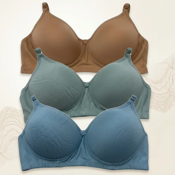 Pack_Of_3_Brown_And_Green_And_Blue_Cotton_Blend_Light_Padded_Bra_For_Women_|
