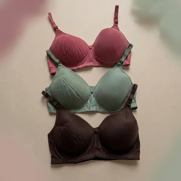 Pack_Of_3_Brown_And_Mauve_Pink_And_Green_Cotton_Blend_Lightly_Padded_Full_Coverage_Everyday_Bra_For_Women_|