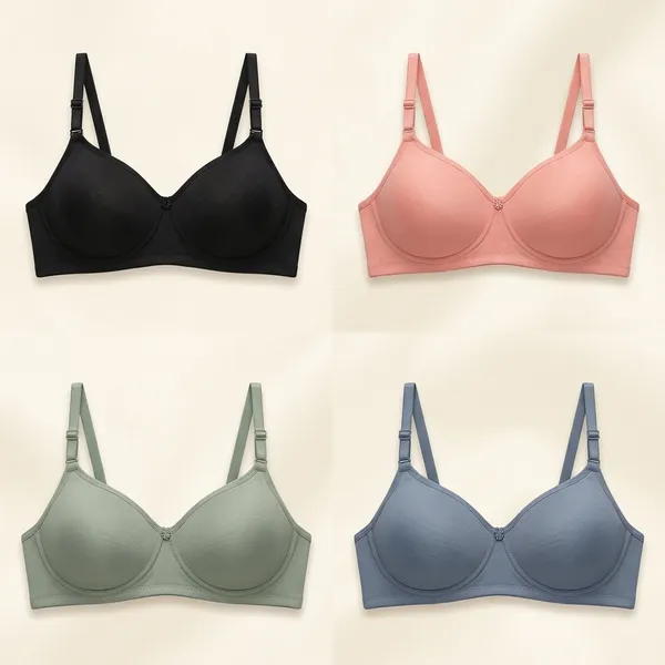 Pack_Of_4_Multicolor_Cotton_Blend_Lightly_Padded_Full_Coverage_Bra_For_Women_|