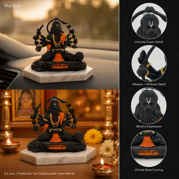 MurtiLeb_Panchmukhi_Hanuman_Idol_Black_Color_3.5_Inch_|_Premium_Resin_Murti