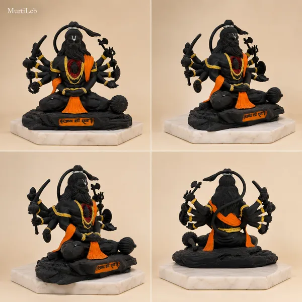 MurtiLeb_Panchmukhi_Hanuman_Idol_Black_Color_3.5_Inch_|_Premium_Resin_Murti