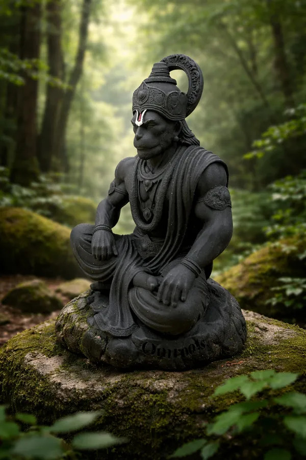 Black_Stone_Seated_Hanuman_Idol_With_Gada