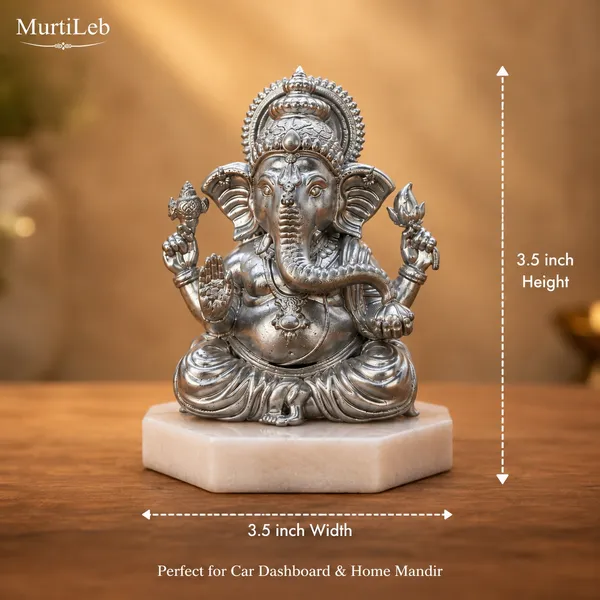 MurtiLeb_Silver_Ganesha_Idol_3.5_Inch_|_Premium_Resin_Ganpati_Murti