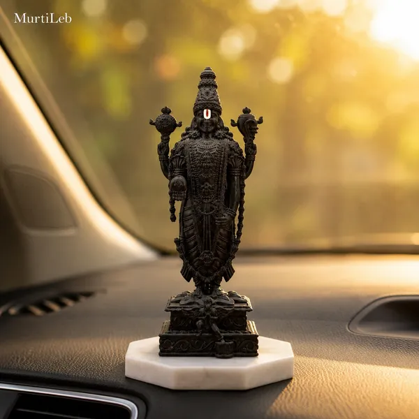 MurtiLeb_3.5_Inch_Black_Tirupati_Balaji_Idol_(Black_Color)_for_Car_Dashboard_&_Home_Mandir_|_Premium_Resin_Hindu_Murti