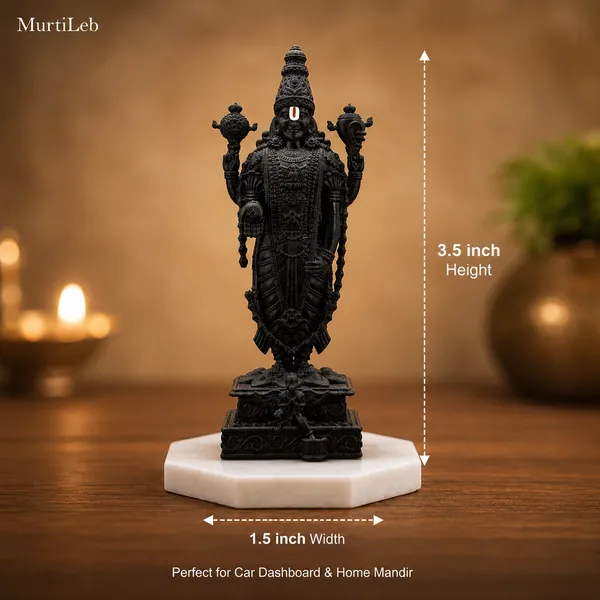 MurtiLeb_3.5_Inch_Black_Tirupati_Balaji_Idol_(Black_Color)_for_Car_Dashboard_&_Home_Mandir_|_Premium_Resin_Hindu_Murti