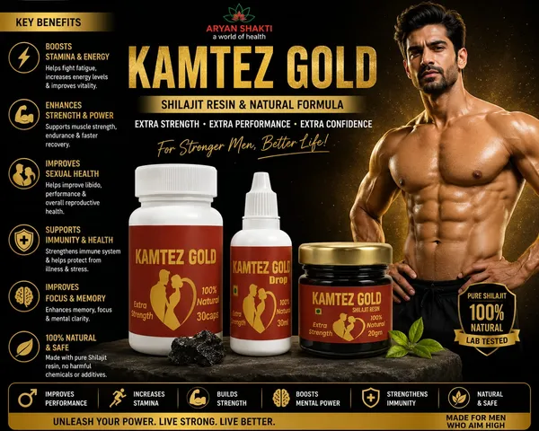 Kamtez_Gold_Extra_Strength_Natural_Herbal_Capsules_30_Caps_And_Kamtez_Gold_Shilajit_Resin_Extra_Strength,_Natural,_20Gm_And_Kamtez_Gold_Drop_Natural_Ayurvedic_Wellness_Supplement_Combo(Pack_of_1)