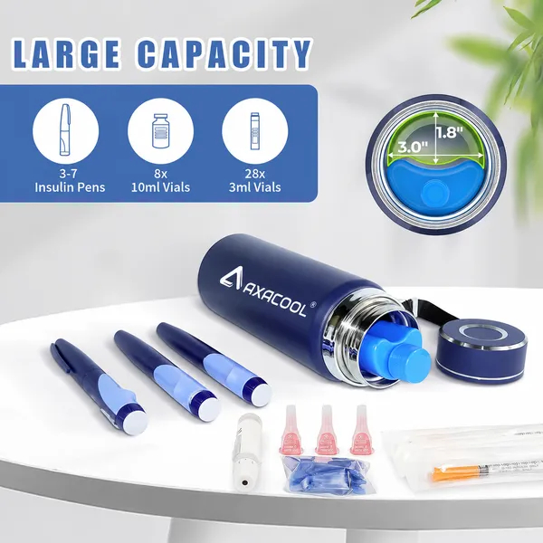 Axacool_Insulin_Cooling_Bottle_,_24_Hrs_3-5_Insulin_Pens_Cooler_Case_Travel_Bottle_With_1_Biogel_Ice_Pack_Cooling_Box_Travelling_Cooler_Bag_3-5_Insulin_Pens,_Blue