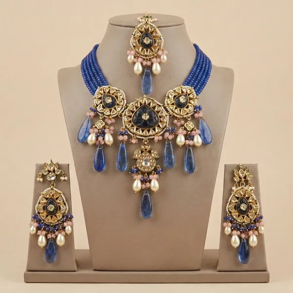 Gold_Plated_Blue_Kundan_Meenakari_Necklace_Set_With_Maang_Tikka