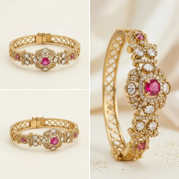 Antique_Gold_Plated_Multicolor_Stone_Studded_Bangle