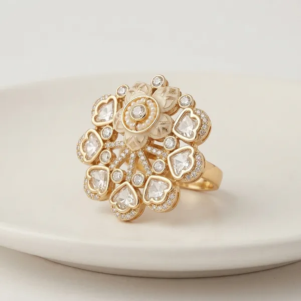 Gold_Tone_Polki_Floral_Statement_Ring