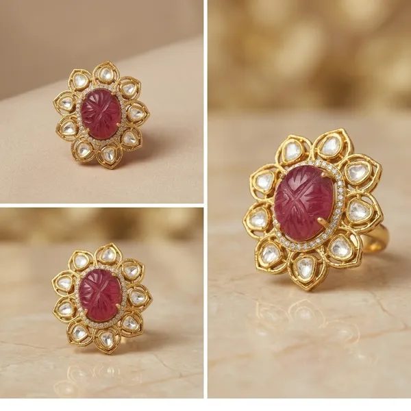 Gold_Plated_Pink_Ruby_Kundan_Polki_Adjustable_Ring_For_Women