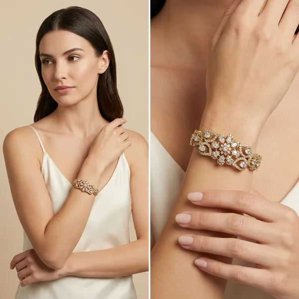 Gold_Plated_Floral_Design_Bracelet_For_Women