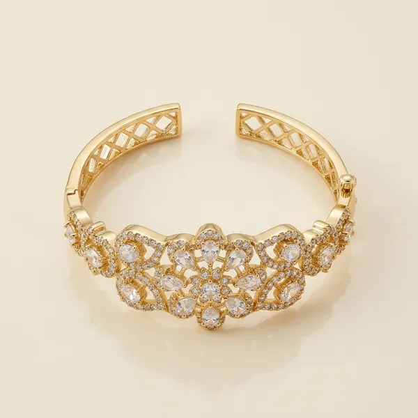 Gold_Plated_Floral_Design_Bracelet_For_Women