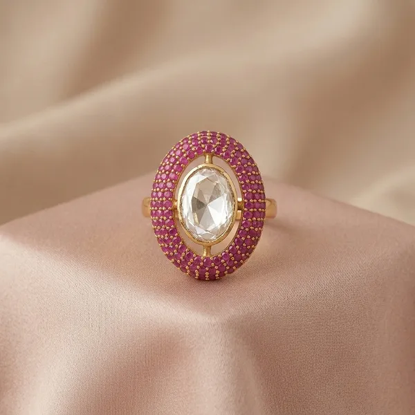 Gold_Plated_Pink_Stone_Embellished_Oval_Cocktail_Ring