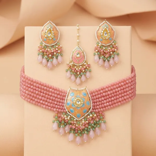 Pink_Beaded_Traditional_Jewellery_Set_With_Meenakari_Work