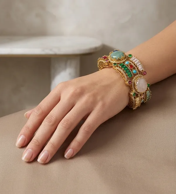 Gold_Plated_Multicolor_Stone_Studded_Adjustable_Bracelet
