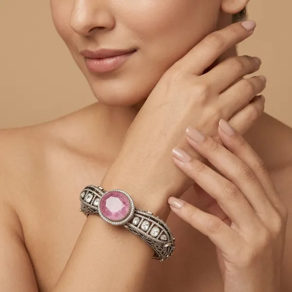 Silver_Crystal_Pink_Stone_Bangle_Set