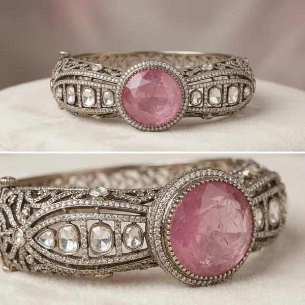 Silver_Crystal_Pink_Stone_Bangle_Set