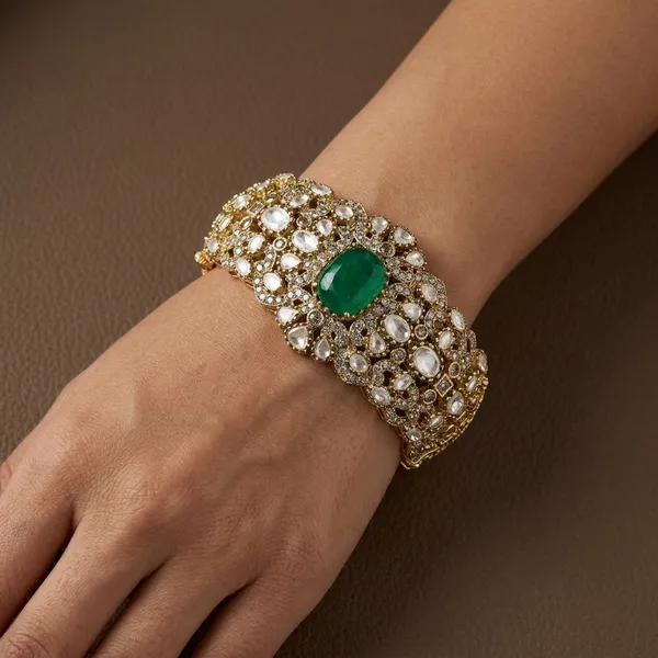 Gold_Tone_Kundan_Green_Stone_Bracelet_For_Women