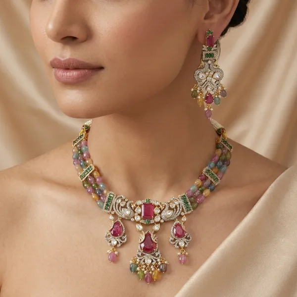 Gold_Plated_Multicolor_Kundan_Brass_Choker_Necklace_Set_For_Women
