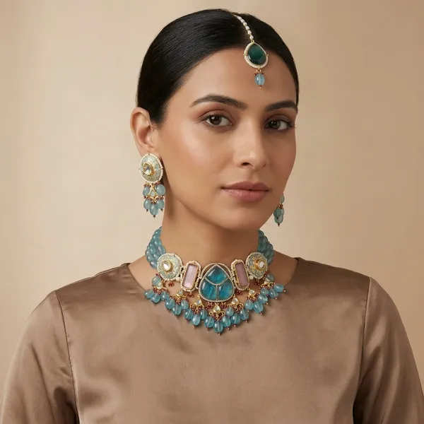 Turquoise_Gemstone_Kundan_Necklace_Set_For_Women