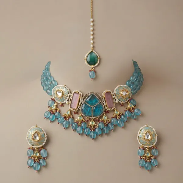 Turquoise_Gemstone_Kundan_Necklace_Set_For_Women