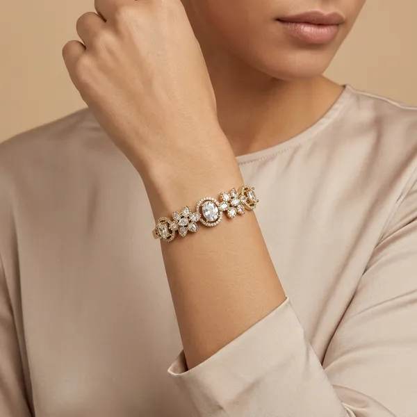 Gold_Plated_Crystal_Studded_Crescent_Moon_Bracelet_For_Women