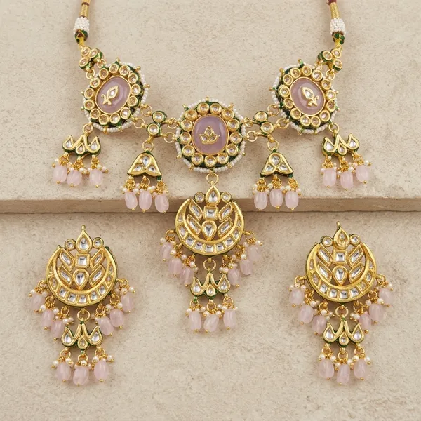 Gold_Plated_Kundan_Necklace_Set_With_Purple_Stones_And_Pearl_Drops