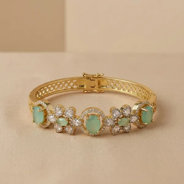 Gold_Plated_Green_Stone_Studded_Bracelet_For_Women