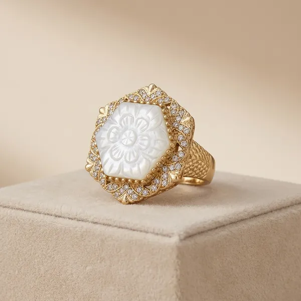 Golden_Stone_Carved_White_Floral_Statement_Ring