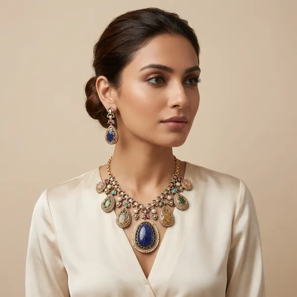 Multicolor_Stone_Antique_Gold_Tone_Ethnic_Necklace_Set_For_Women