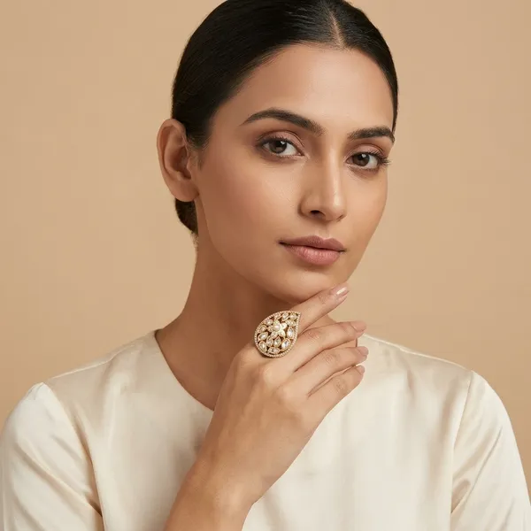 Gold_Tone_Kundan_Pearl_Teardrop_Ring_For_Women
