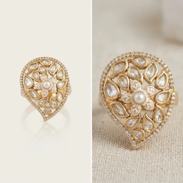 Gold_Tone_Kundan_Pearl_Teardrop_Ring_For_Women