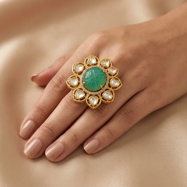 Gold_Plated_Turquoise_Kundan_Adjustable_Cocktail_Ring