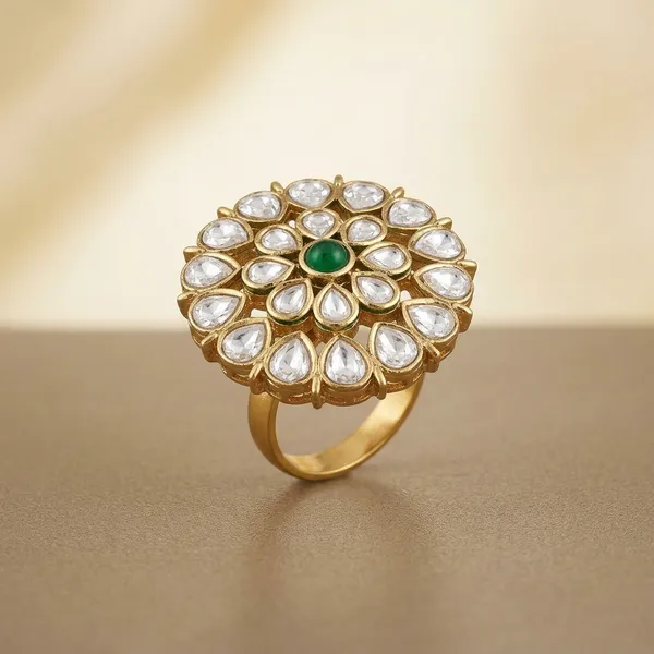 Kundan_And_Green_Stone_Floral_Ring_For_Women