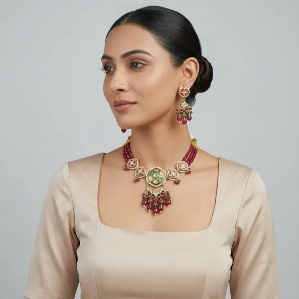 Multicolor_Kundan_Meenakari_Necklace_Set_With_Earrings