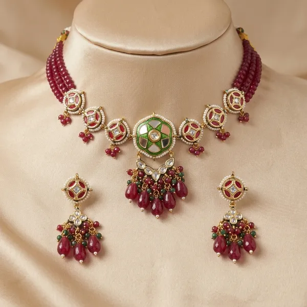 Multicolor_Kundan_Meenakari_Necklace_Set_With_Earrings