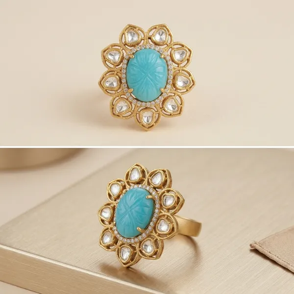 Gold_Plated_Turquoise_Kundan_Statement_Ring_For_Women