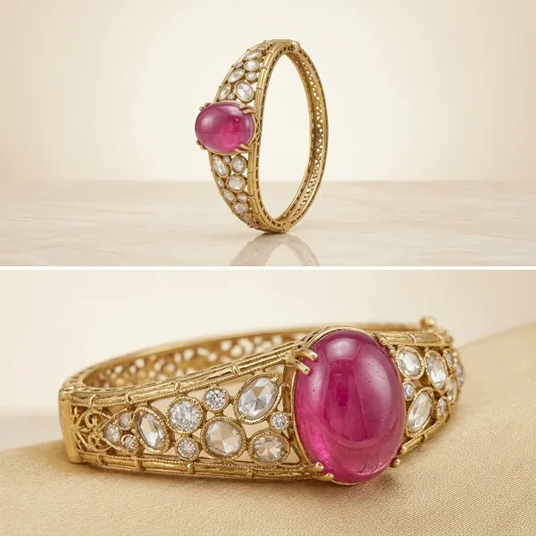 Pink_Stone_Gold_Plated_Bangle_Bracelet_For_Women