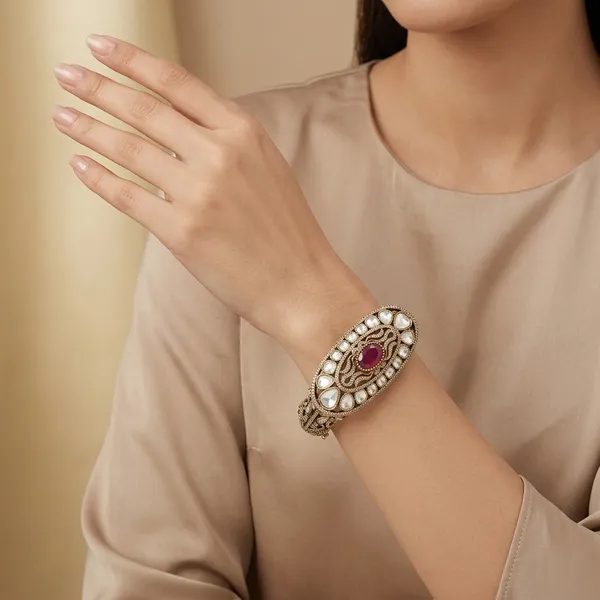 Gold_Plated_Kundan_Meenakari_Bangle_With_Ruby_Accent