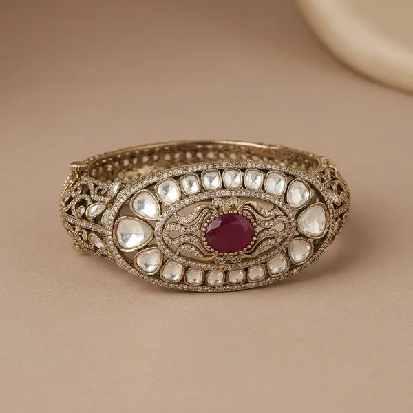 Gold_Plated_Kundan_Meenakari_Bangle_With_Ruby_Accent