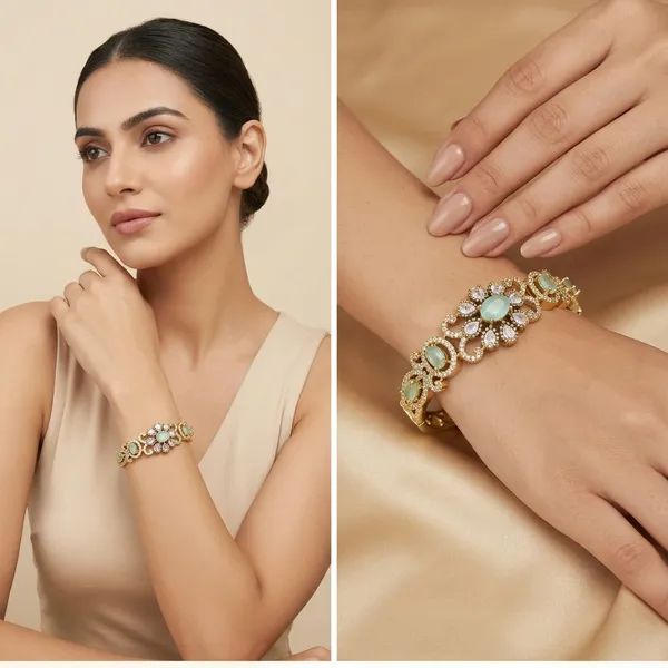 Gold_Plated_Green_Stone_Floral_Bangle
