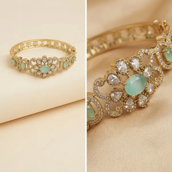 Gold_Plated_Green_Stone_Floral_Bangle