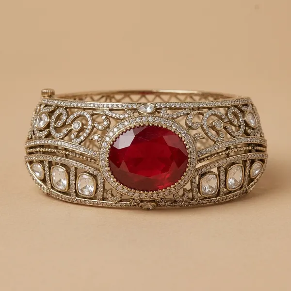 Silver-Tone_Ruby_Stone_Vintage_Bangle_Bracelet