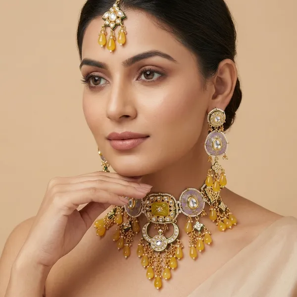 Golden_Yellow_Kundan_Meenakari_Bridal_Jewellery_Set_For_Women