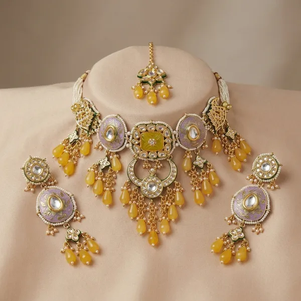 Golden_Yellow_Kundan_Meenakari_Bridal_Jewellery_Set_For_Women