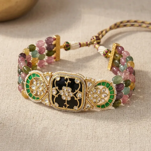Gold_Plated_Multicolor_Beaded_Necklace_And_Earring_Set